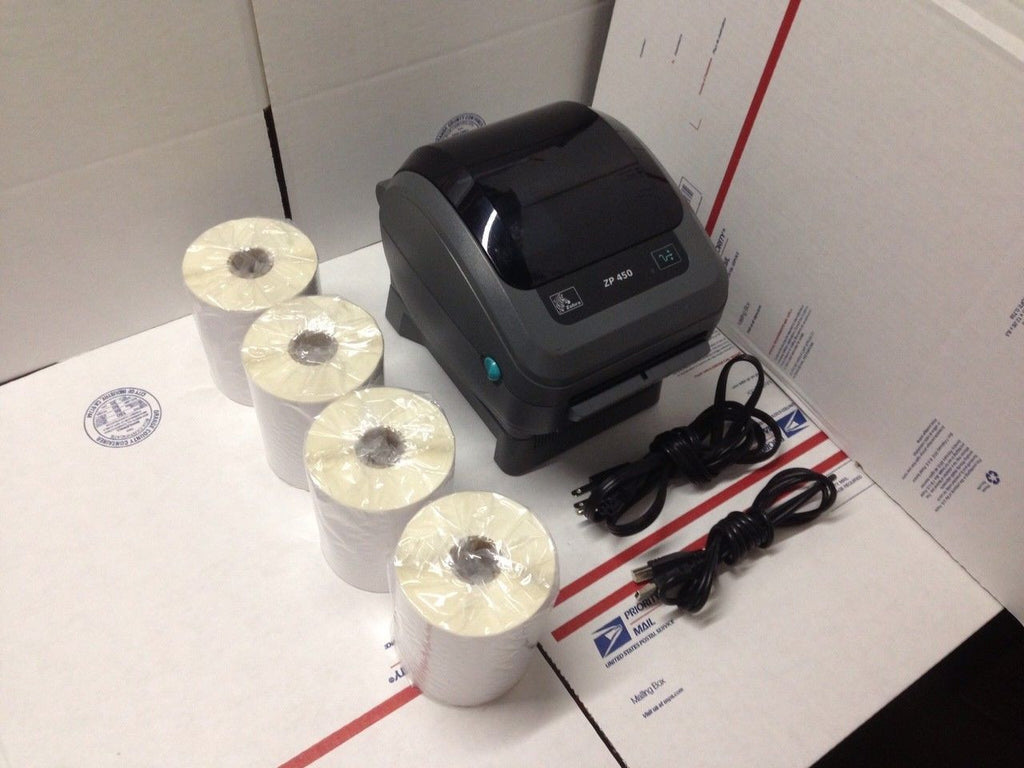 Refurbished Zebra ZP450 Thermal Label Barcode Printer With 1,000 4" x 6" Labels