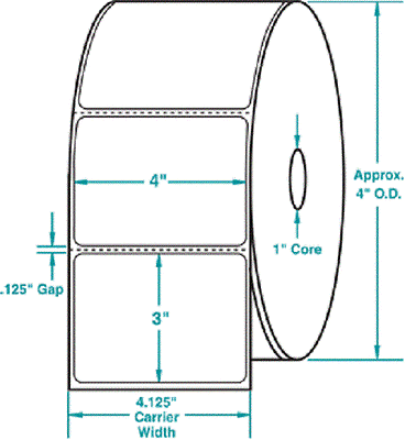 4" X 3" Thermal Labels 16 Rolls Per Case - Solutionsgem