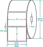 4" X 3" Thermal Labels 16 Rolls Per Case - Solutionsgem