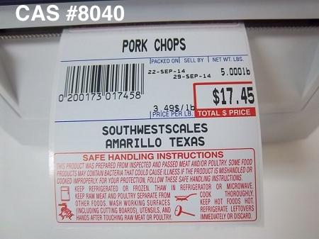 CAS #8040 UPC Safe Handling Instructions Thermal Labels 12 Rolls Per Case